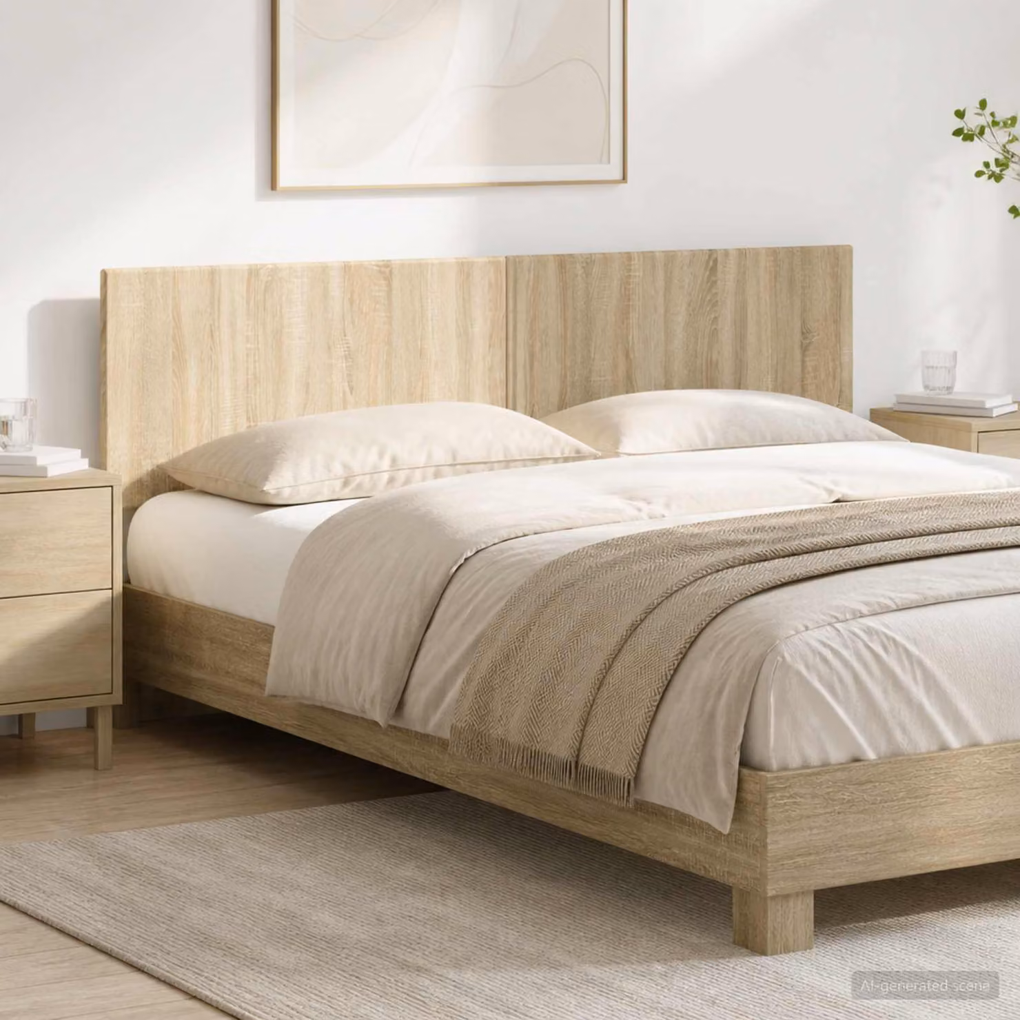 Testiera da muro vidaXL BREDA in legno ingegnerizzato Rovere Sonoma con ripiano integrato, marrone e beige