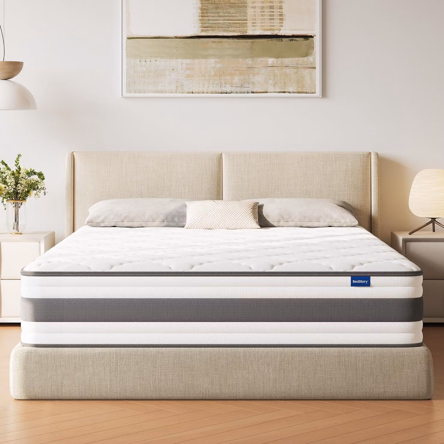 Materasso BedStory 140x200 cm, materasso a molle insacchettate, altezza 25,5 cm, modello H4 con elevato comfort