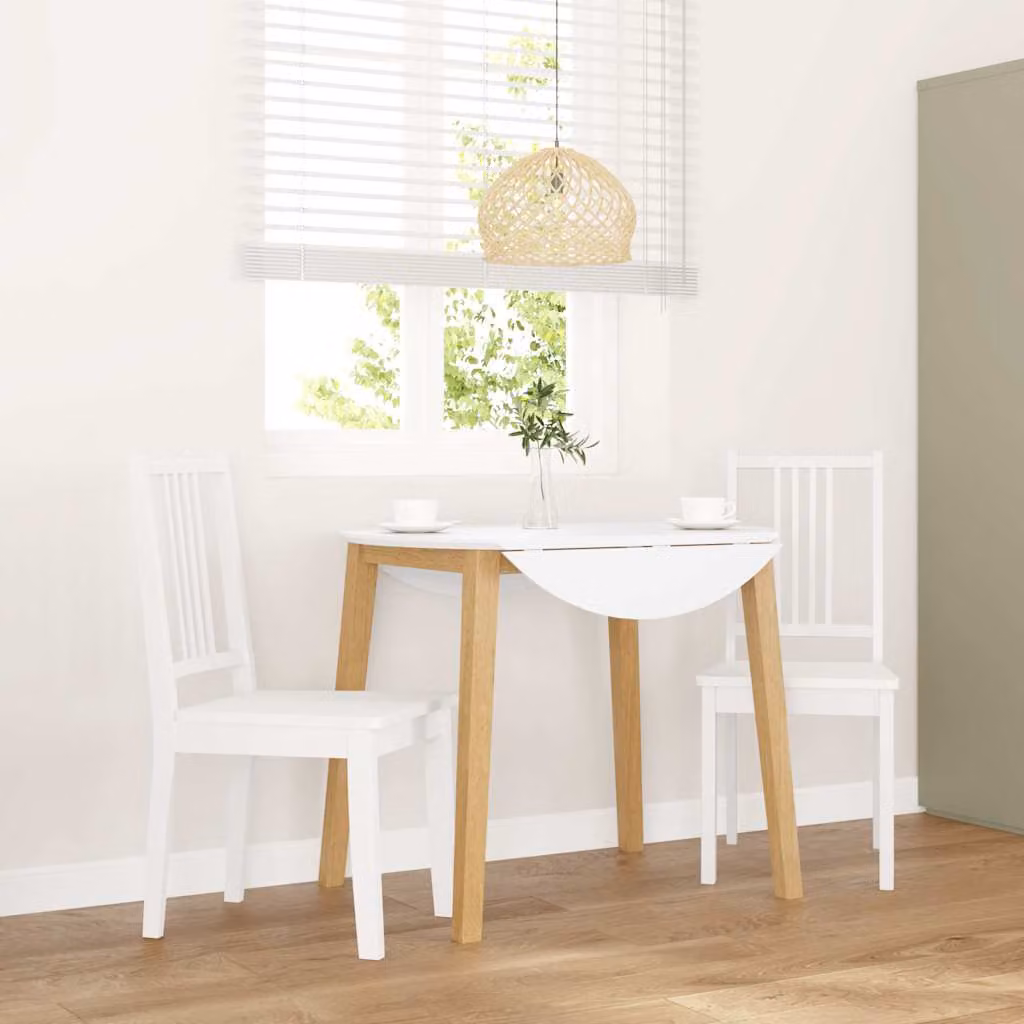 Set di 2 sedie da pranzo vidaXL in legno di Hevea massello bianche in stile scandinavo
