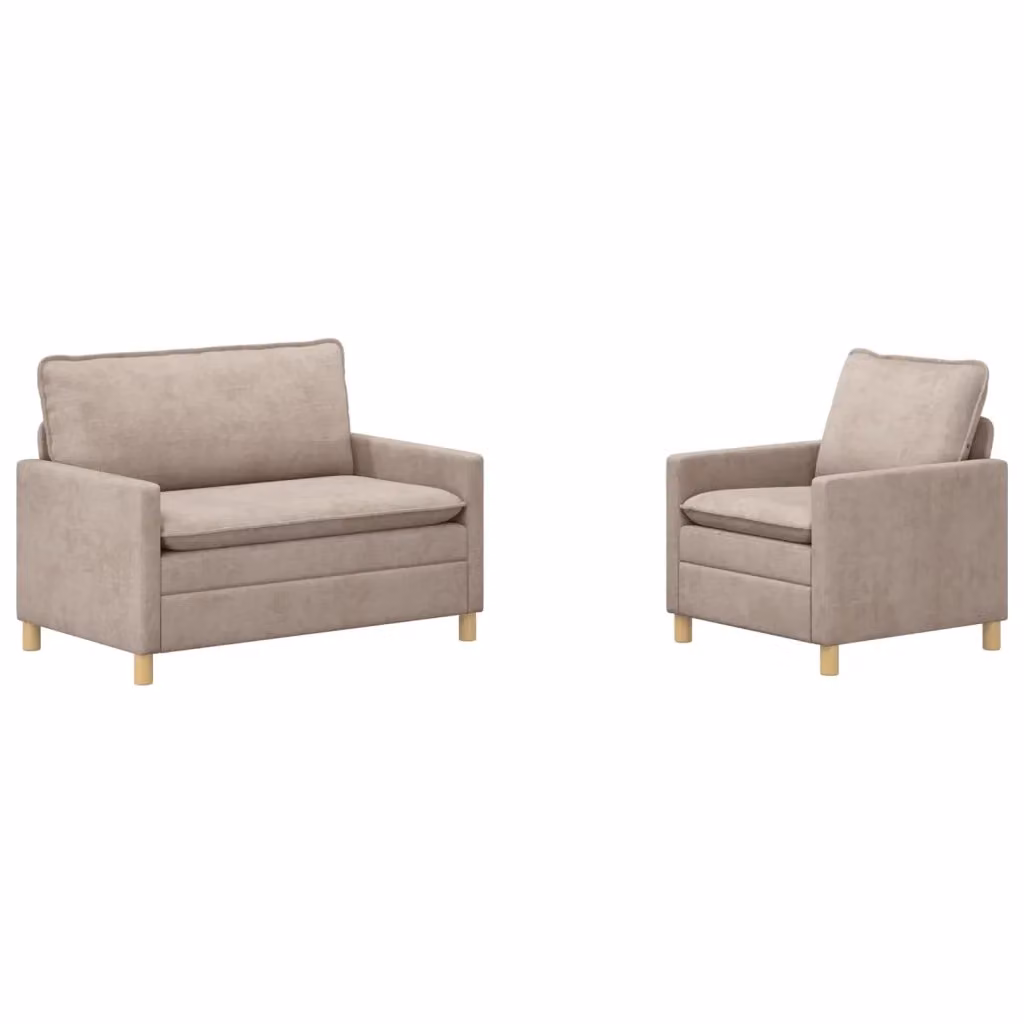 Set di 2 divani moderni vidaXL in tessuto beige con coperture rimovibili e cuscini inclusi – 2