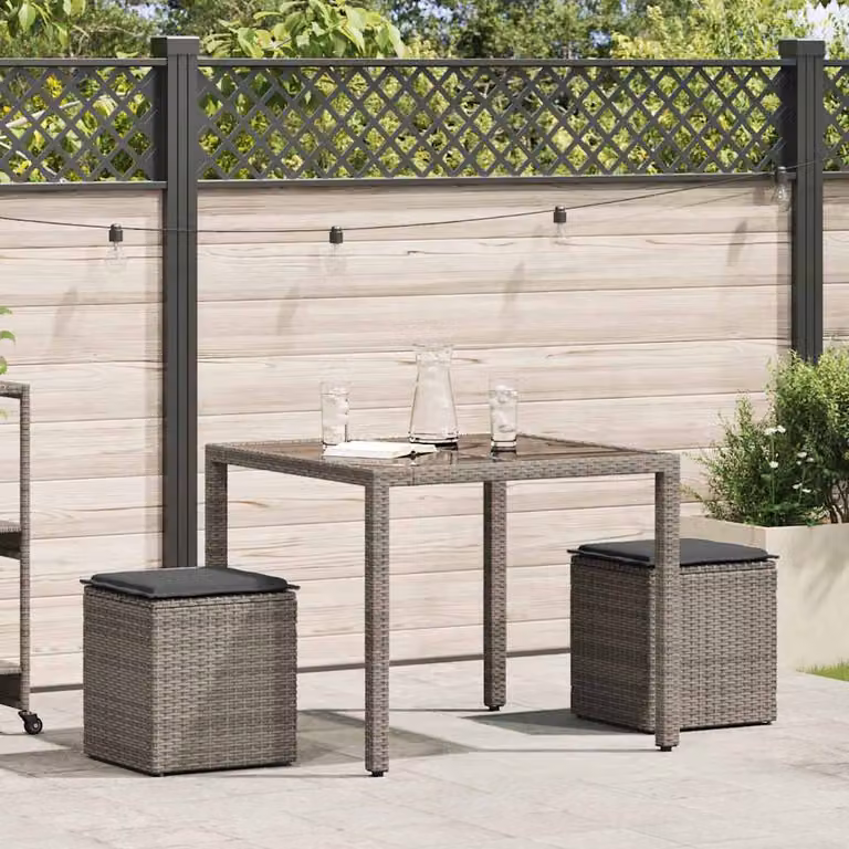 vidaXL Sgabelli Giardino con Cuscini 2 pz Grigio 40x40x43cm Polyrattan