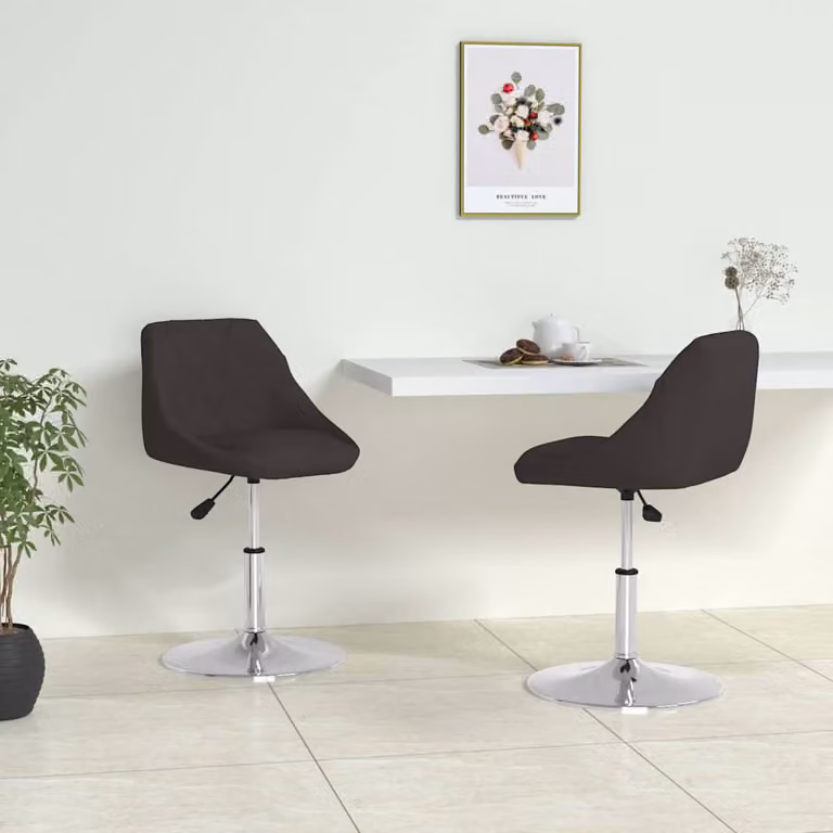 Set di 2 sedie da pranzo moderne vidaXL in similpelle nera con base girevole a 360 gradi