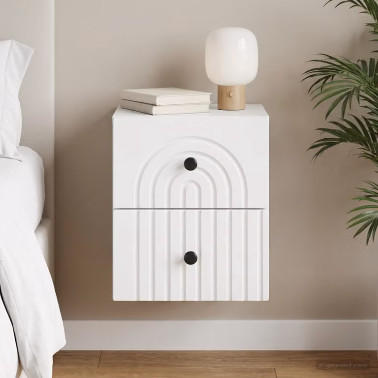 vidaXL Mobiletto da notte sospeso con cassetto Bianco L: 33 cm, P: 34,5 cm, H: 40 cm