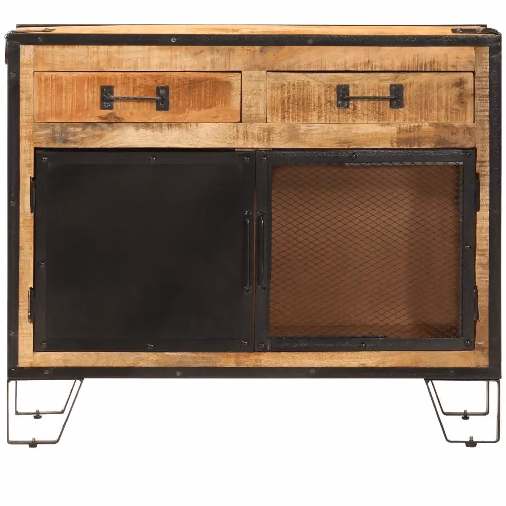 Credenza in legno di mango massello e metallo vidaXL stile industriale marrone L/P/H: 80 x 31 x 66 cm – 2