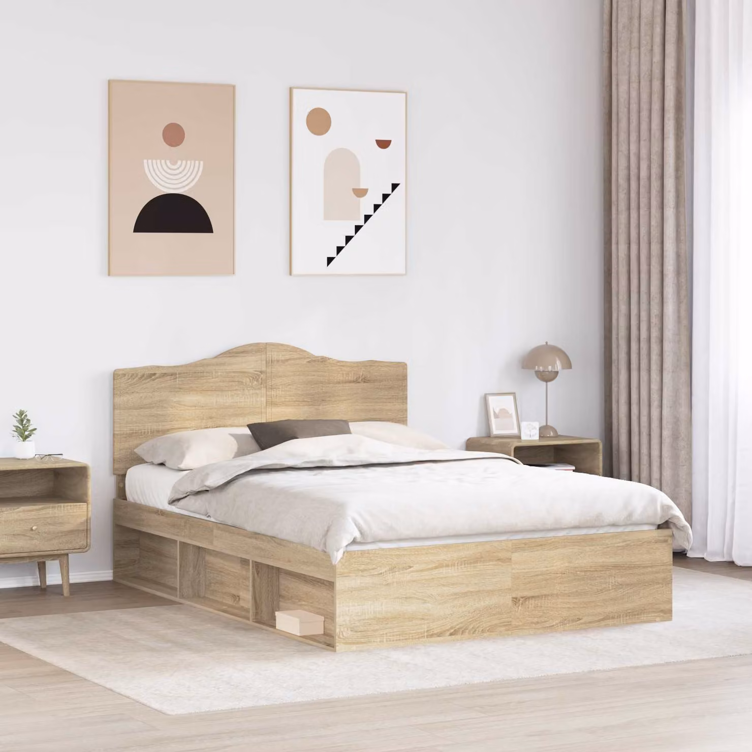 Struttura del letto Sonoma vidaXL in pino massello marrone L: 140 cm, P: 190 cm