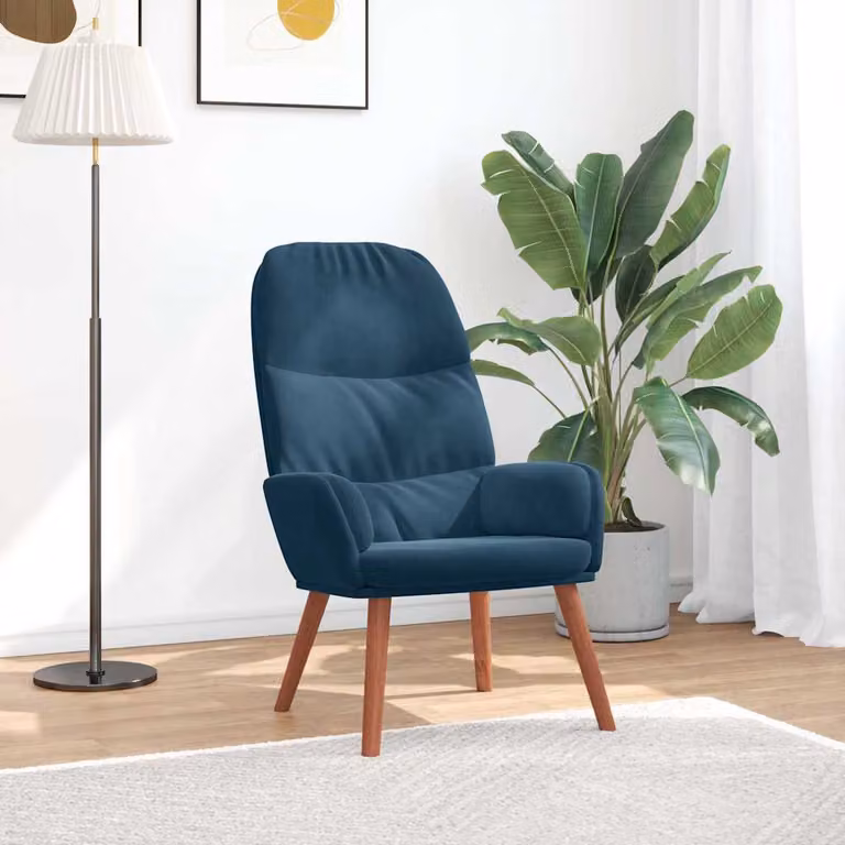 vidaXL Poltrona Relax Recliner in Velluto Blu con Braccioli
