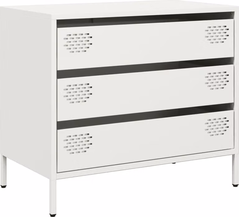 Credenza Bianca 68x39x58,5 cm in Acciaio Laminato a Freddo