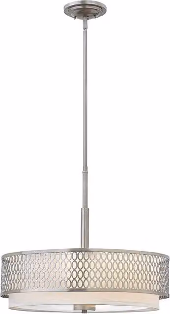 Lampadario Contemporaneo Jules Acciaio Nichel Spazzolato Tessuto 3 Luci E27