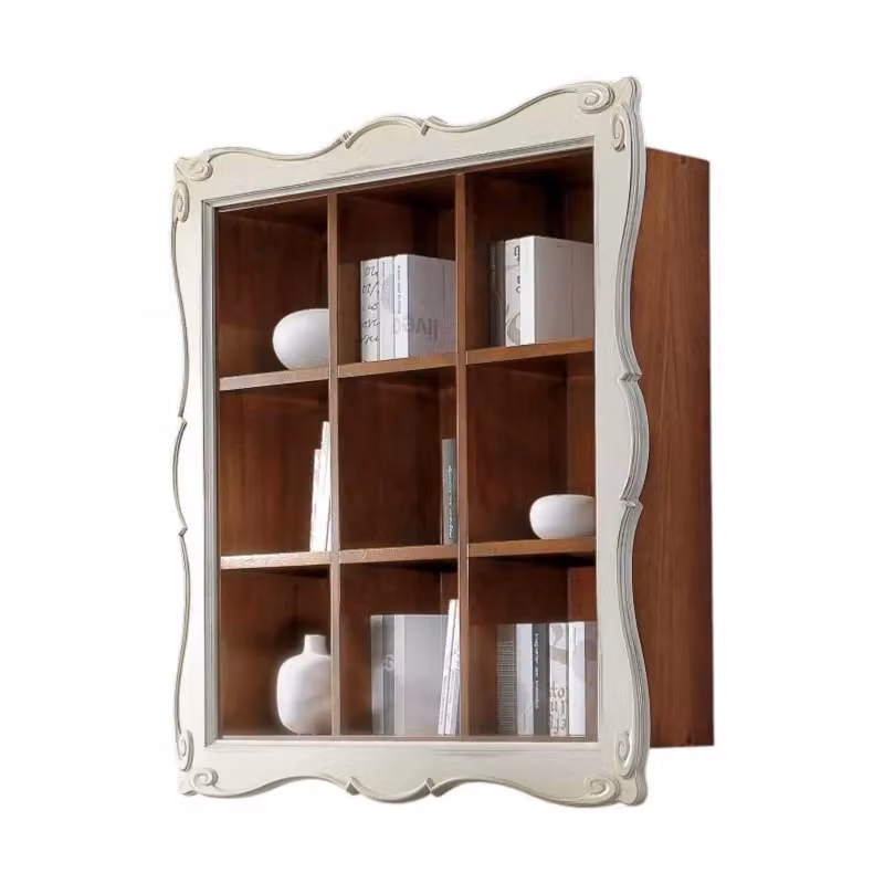 Libreria pensile a giorno Mobili 2G in legno stile shabby chic con 9 vani, bicolore bianco e marrone, H 151 x L 151 x P 36 cm – 2