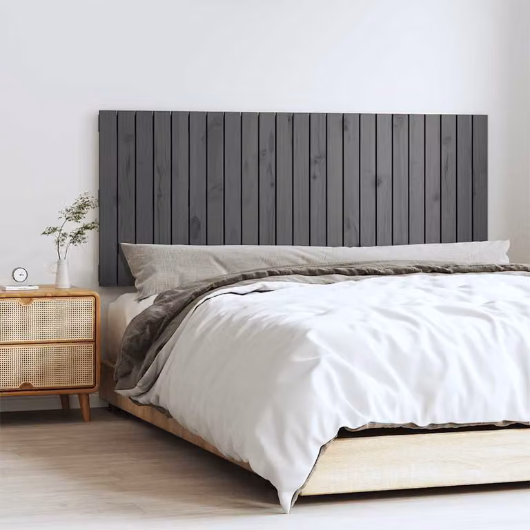 Testiera da parete vidaXL in legno massello di pino grigio L: 147 cm, P: 3 cm, H: 60 cm