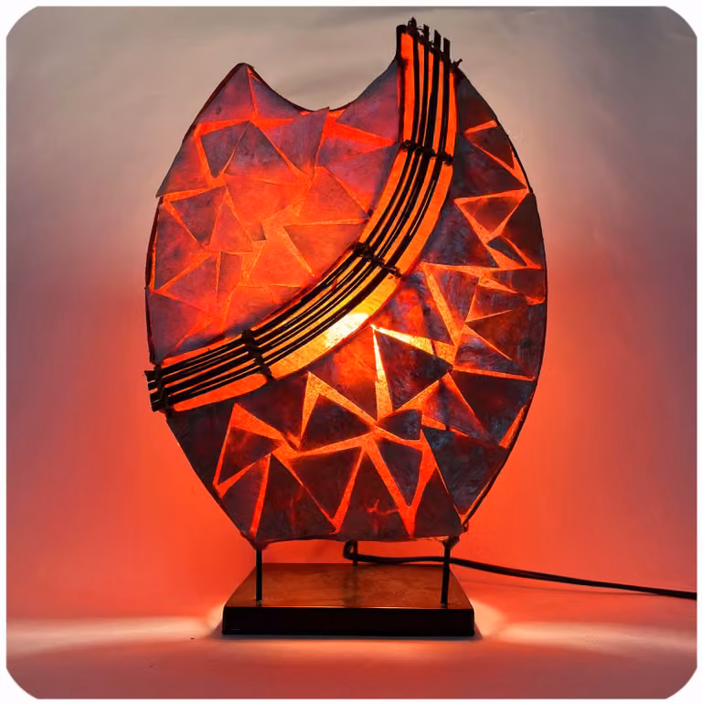 Lampada decorativa Lampada d'atmosfera Lampada asiatica Lampada da terra Lampada da tavolo Lampada da tavolo Bali Asia PERLMUTT 36 cm, rosso