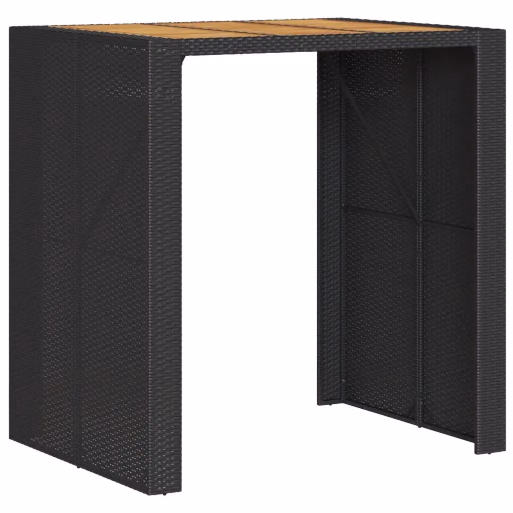 Tavolo da bar da giardino vidaXL in acacia e polyrattan nero L: 105 cm, P: 80 cm, H: 110 cm – 2