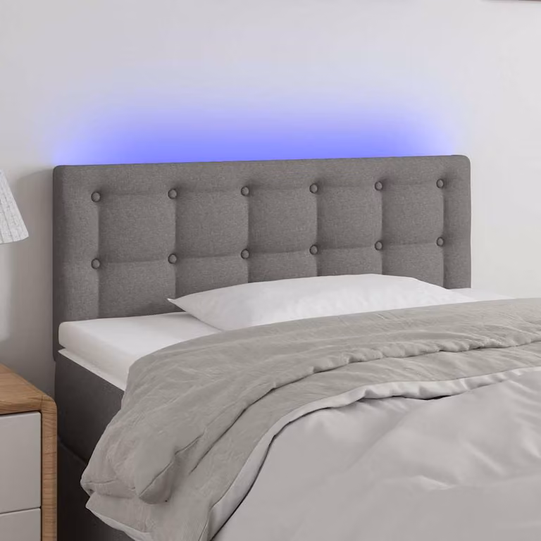 Testiera per letto vidaXL con illuminazione LED e porta di ricarica USB, Grigio Scuro, L: 80 cm, P: 5 cm, H: 78-88 cm