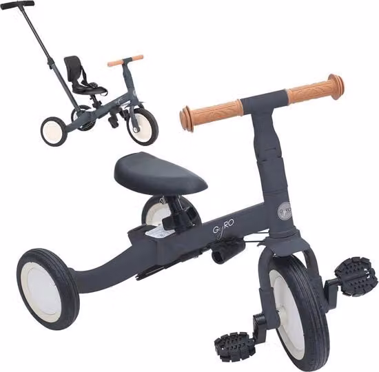 Triciclo Evolutivo Speedster per Bambini con Altezza Regolabile e Freni, Colore Rosa, Rosso o Grigio, Struttura in Metallo, Adatto da 15 Mesi