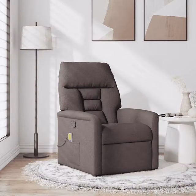 Poltrona Relax Reclinabile vidaXL in Tessuto Marrone con Braccioli e Struttura in Legno e Metallo