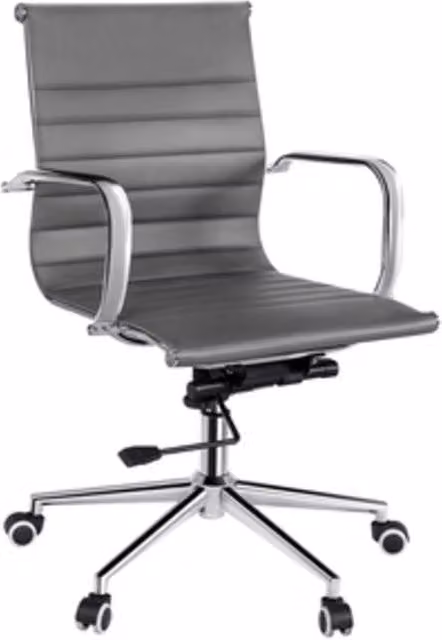 Poltrona Direzionale Executive Iperbriko HW61982GR Grigia in Faux Leather con Braccioli e Ruote