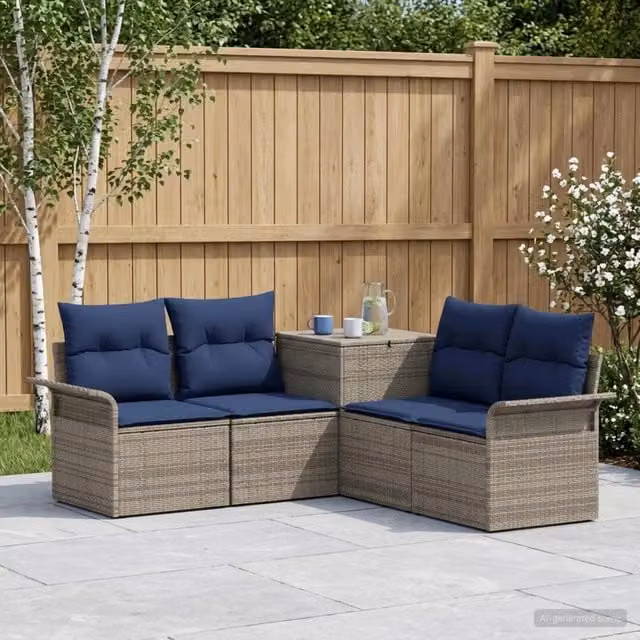 Set di divani 5 pz Grigio e Blu Navy 187,5 x 187,5 x 85 cm 3447741