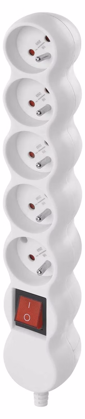 EMOS Presa separata 5 con interruttore, bianco, P1500T