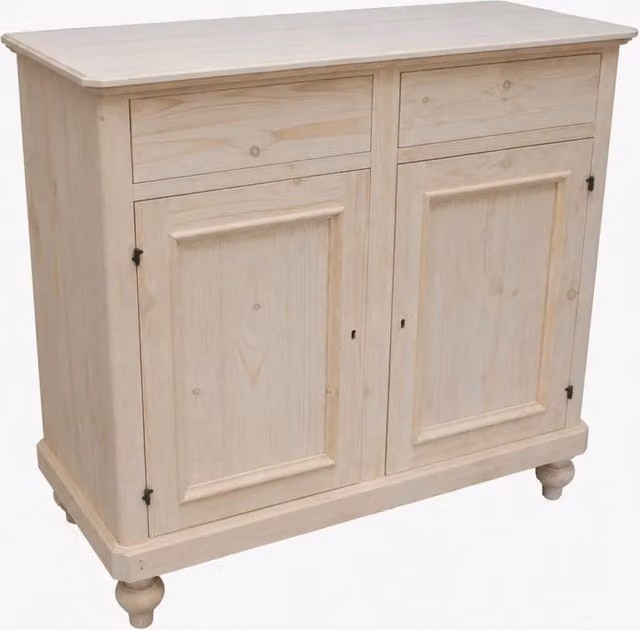 Madia credenza in legno grezzo con 2 ante Mobili 2G L: 116 cm, P: 49 cm, H: 98 cm – 2