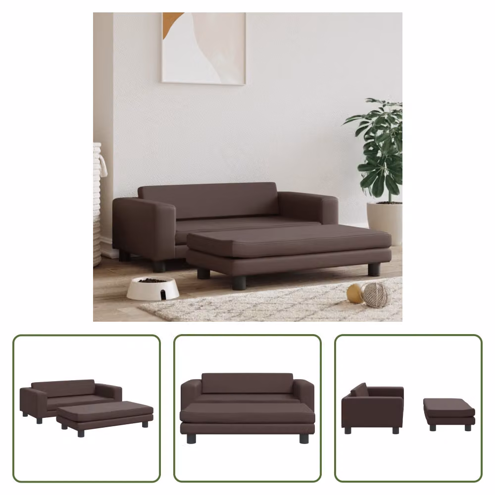 The Living Store Lettino per cani con estensione marrone 100x50x30 cm in Pelle finta