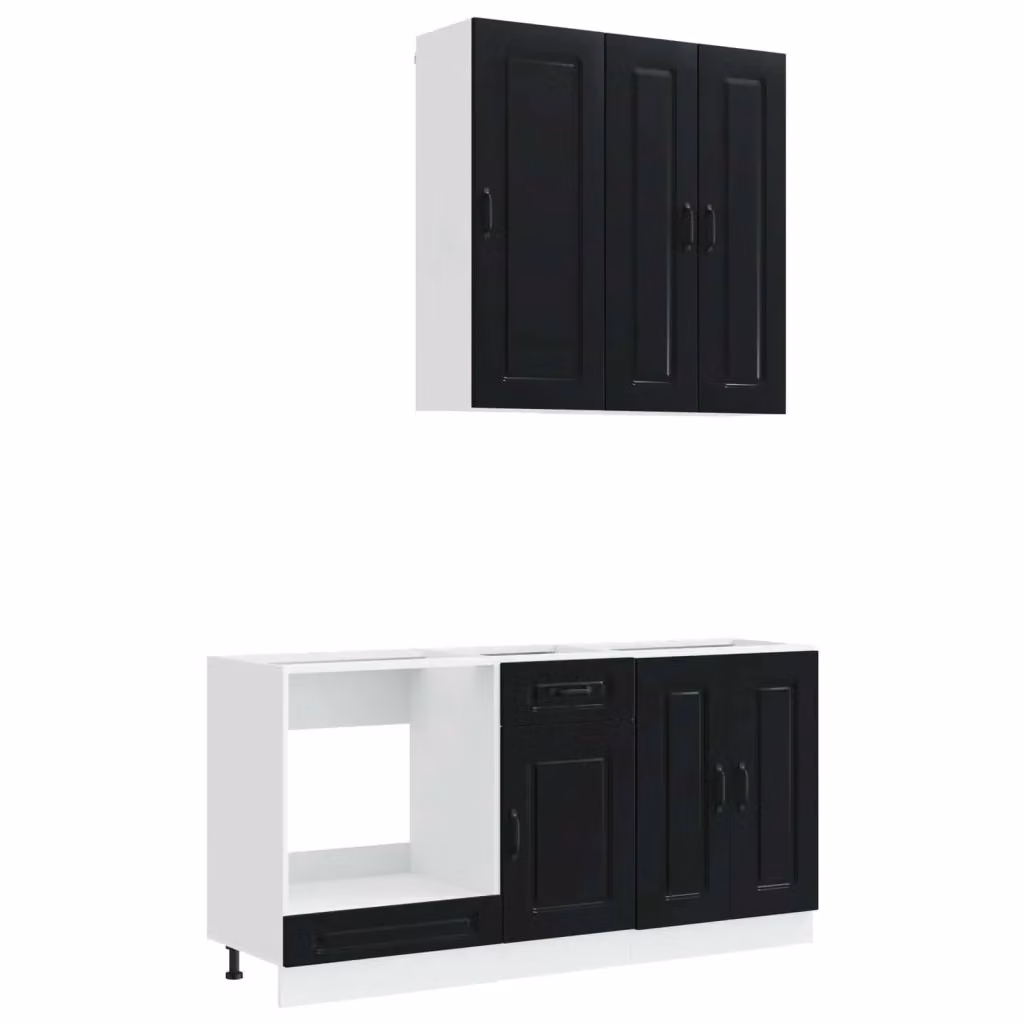 Unità cucina moderna vidaXL KALMAR in 5 pezzi nero opaco in MDF – 2