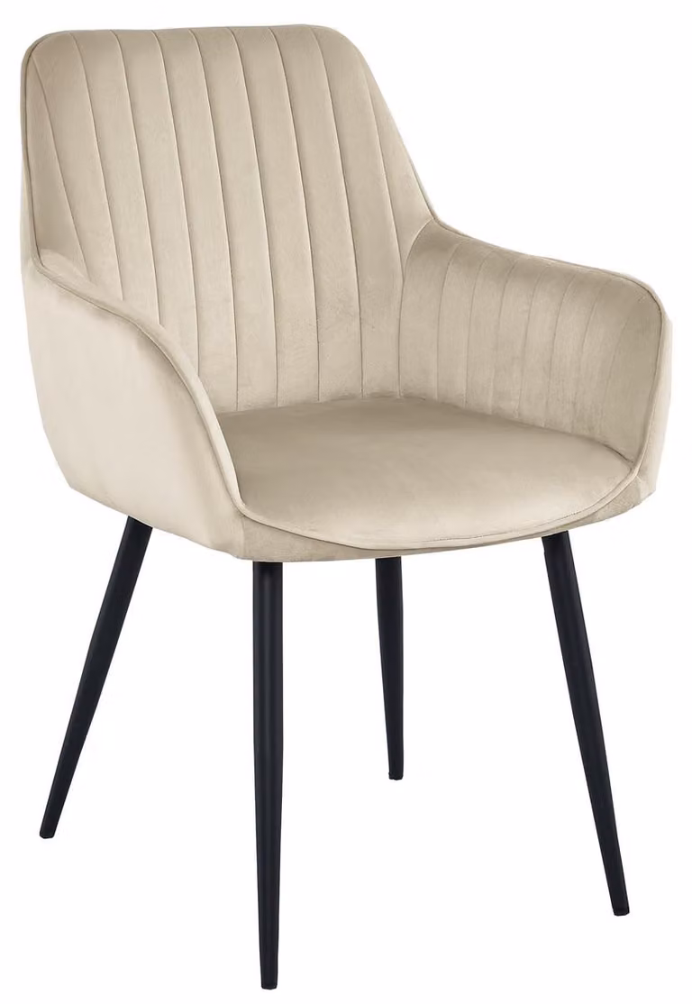 Sedia di design Solden in velluto beige e metallo nero