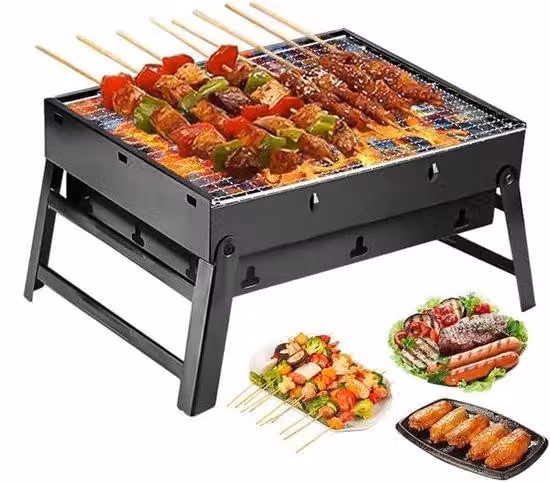 Griglia portatile in legno - 43 cm, ideale per barbecue all'aperto, picnic e spiaggia