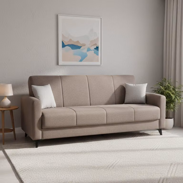 Dmora Divano Letto 3 Posti Mulazzo 220x90 cm Marrone, Contenitore di Apertura Click-clack