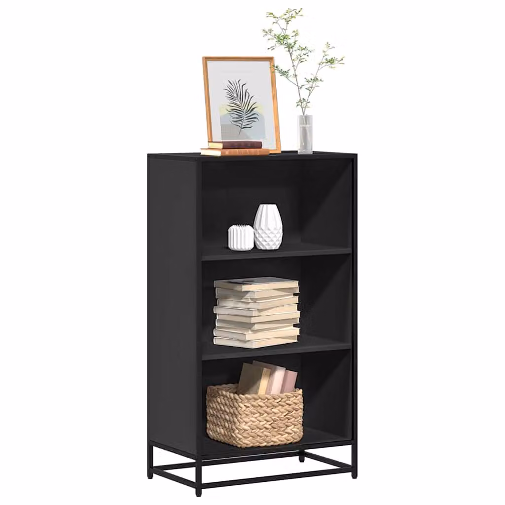 Libreria Industrial vidaXL in Legno e Metallo Nera con Pannello Posteriore L: 60 cm, P: 35 cm, H: 107,5 cm