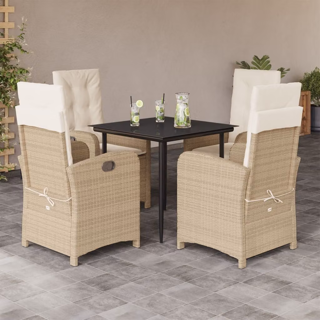 Maison Exclusive - Set da pranzo da giardino 5 pezzi con cuscini in polyrattan beige