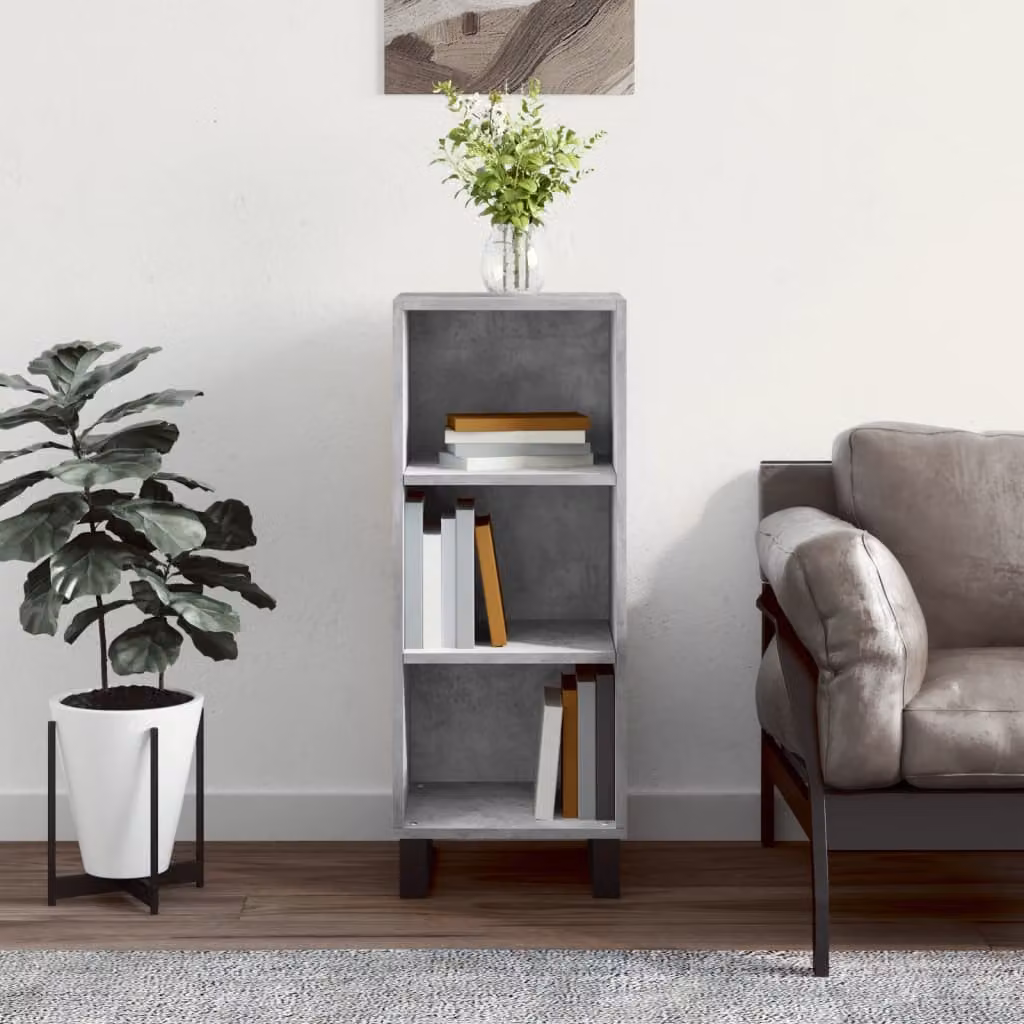 Credenza a parete vidaXL in legno e metallo, Grigio, L: 34,5 cm, P: 32,5 cm, H: 90 cm