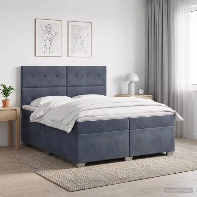 Letto box spring moderno vidaXL con materasso ibrido a molle insacchettate in tessuto grigio, L/P/H: 200 x 200 x 140,5 cm – 1