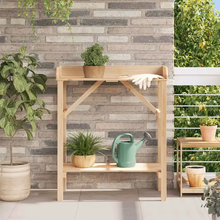 vidaXL Tavolo da rinvaso in legno di pino solido, colore marrone/beige, L 75 cm x P 40 cm x H 90 cm