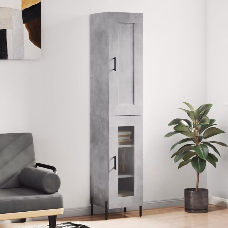 Credenza moderna vidaXL Grigio con ante a battente e ripiani interni, L/P/H: 34,5 x 34 x 180 cm