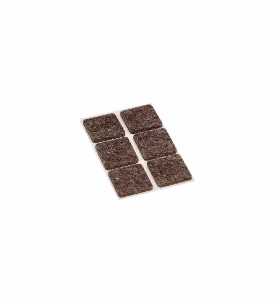 Feltrini adesivi in lana quadrati marroni 25x25 mm per pavimenti