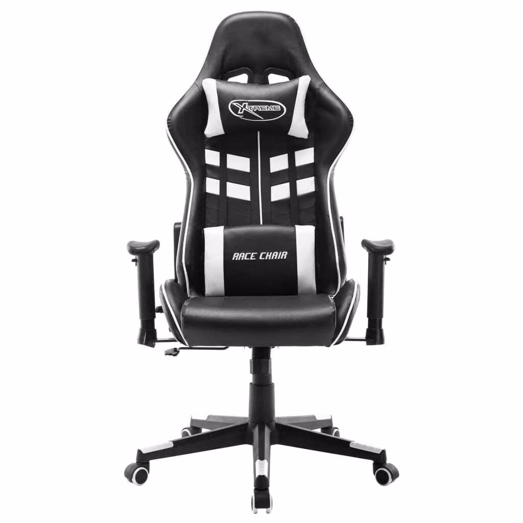 Sedia da Gaming Nera e Bianca in Pelle finta