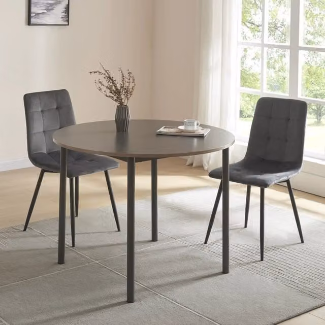 Tavolo da pranzo rotondo Lindesberg en.casa in stile industriale, colore grigio e nero, Diametro: 100 cm