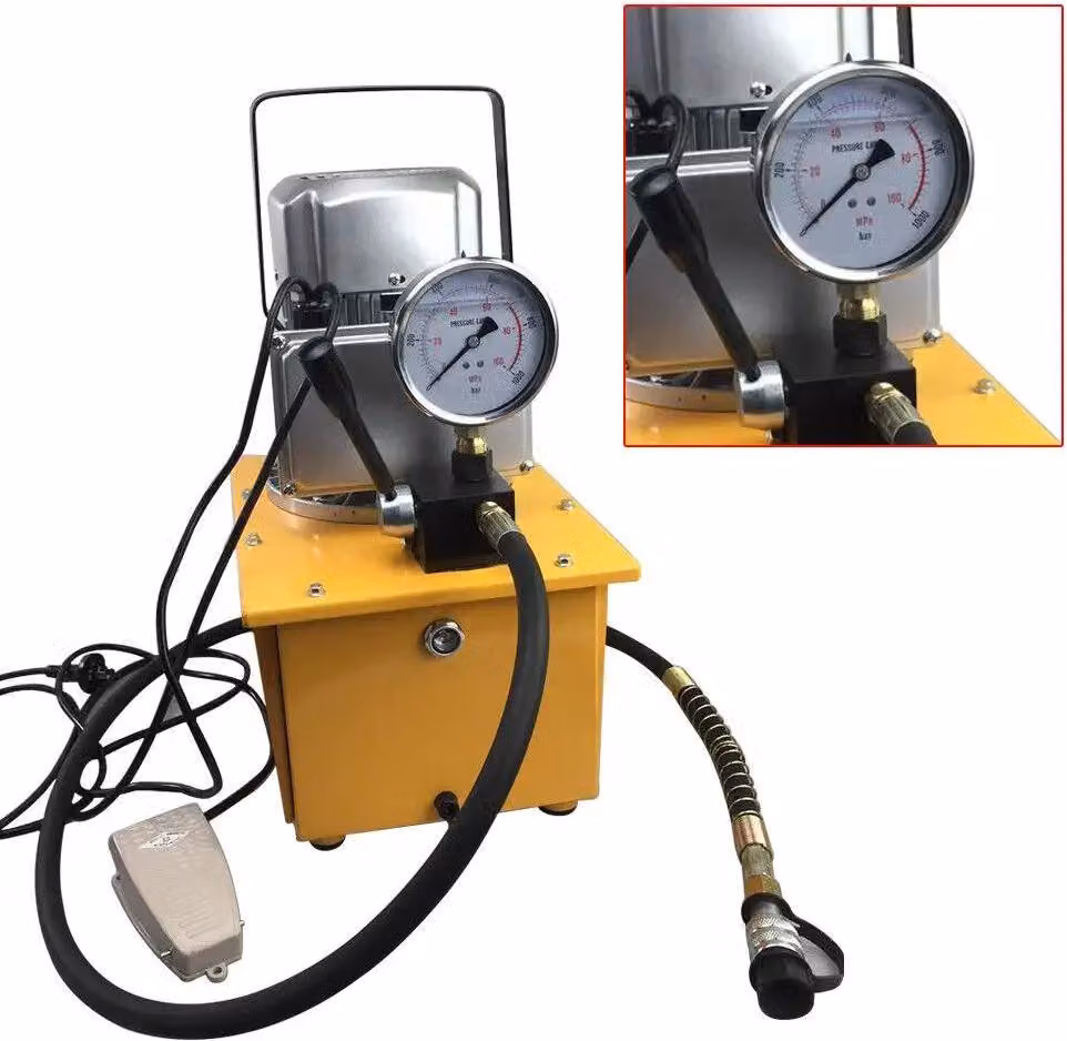 Pompa idraulica elettrica - Singolo effetto - 700 bar - Serbatoio da 7 litri - Valvola manuale - 750 W - Arancio