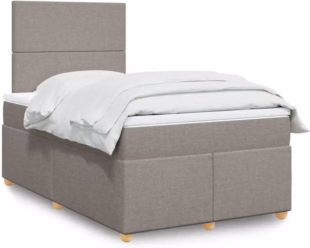 Letto Ibrido vidaXL con Materasso in Tessuto Beige, Bianco e Grigio L/P: 120 x 200 cm