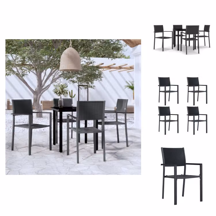 vidaXL Set da pranzo da giardino 5 pezzi nero - Set di mobili da giardino