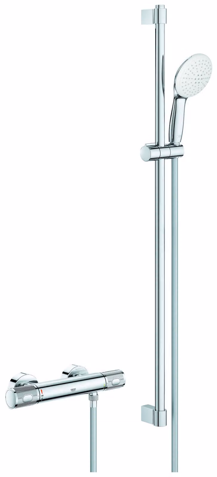GROHE Grohtherm 1000 Performance Set de douche thermostatique, avec raccords en S, Tempesta Set de barre de douche 900mm, 34835001, 34835001
