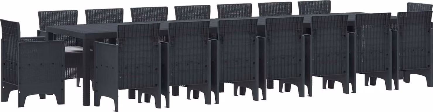 Set da pranzo da giardino con cuscini 17 pcs Antracite PP