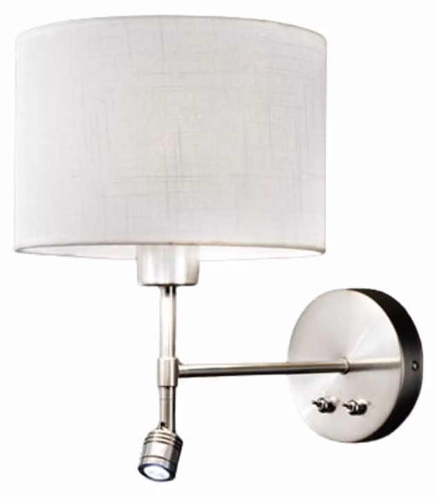 Applique da Parete Spazio con Paralume in Tessuto, Attacco E27 40W e LED 1W 3000K, Design Moderno ed Elegante per Interni - Perenz