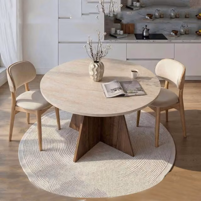 Racale, Tavolo Fisso 4 Posti, 120x120x75h cm Beige Marmo
