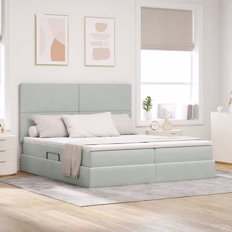 Letto con Contenitore vidaXL in Velluto Grigio con Base Lift Up L: 180 cm, P: 200 cm, H: 280 cm