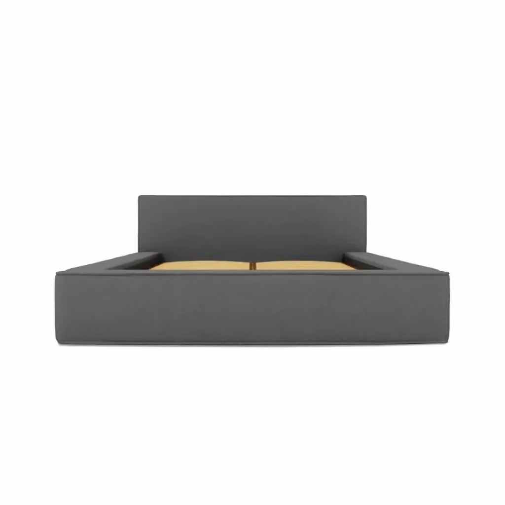 Letto contenitore VELORA Meublorama colore grigio antracite in tessuto bouclé e velluto con rete sollevabile L: 160 cm, P: 200 cm, H: 86 cm – 2