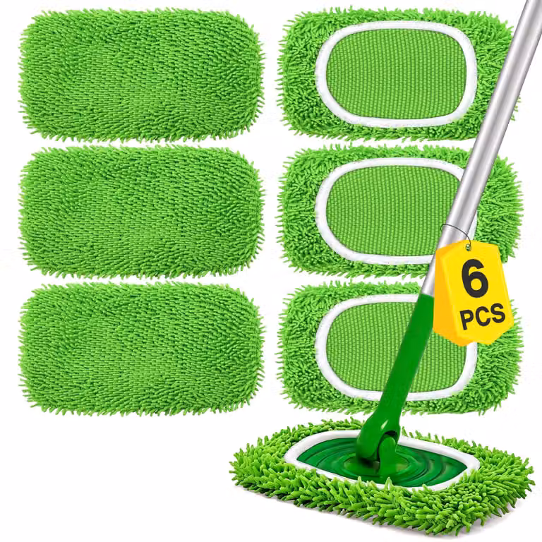 Confezione da 6 panni in microfibra per Swiffer, dimensioni 22,5x11,5 cm, colore verde