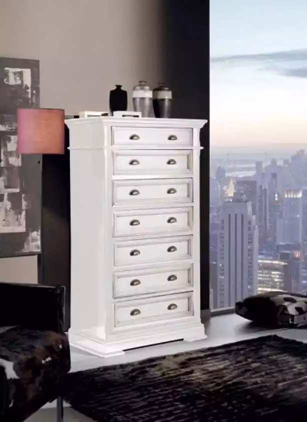 Kommode Holz Sideboard Schrank Wohnzimmer Weiß Kommoden 7 Schubladen