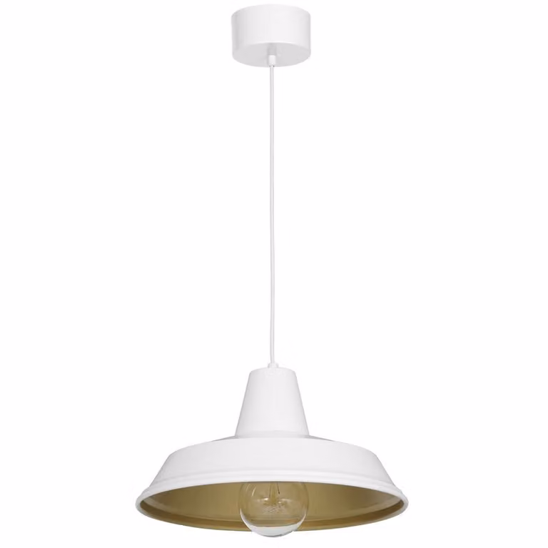 Lampada a sospensione Loft bianca con interno oro Classe 1xE27 15W Luminex