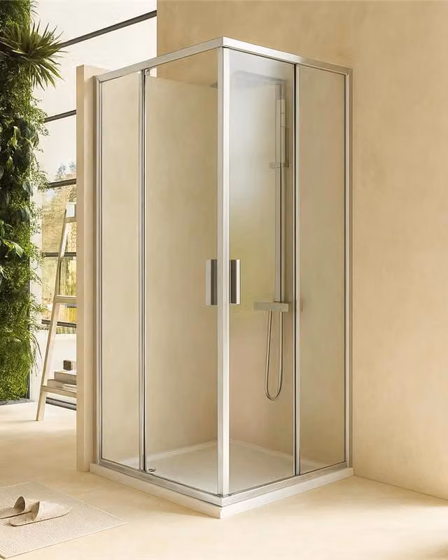 Box doccia 80x100 Rio doppio scorrevole vetro 6 mm trasparente H 195 cromo